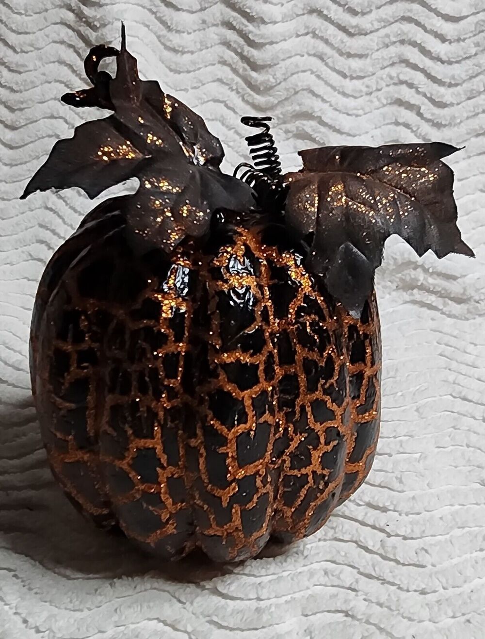Creepy HALLOWEEN Black Bats Orange Metallic PUMPKIN Painted Foam Fab FALL Decor